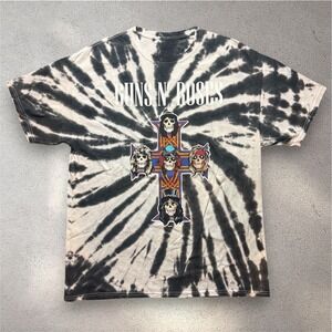 Guns N Roses Appetite for Destruction Tie‎ Dye Graphic T-Shirt LG Black White